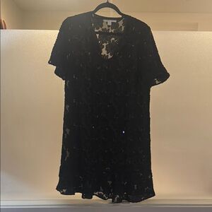 Michael Kohrs Black Sheer Lace Short Sleeve Dress (Slip NOT included)